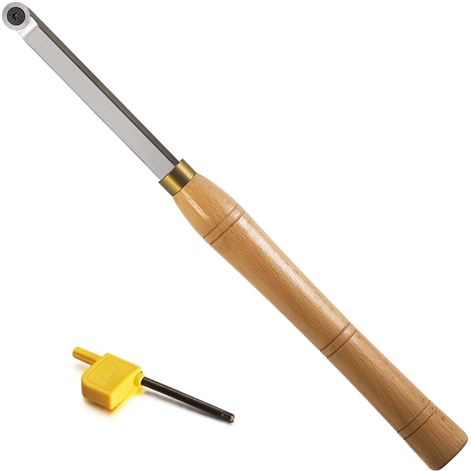 Finisher Woodturning Tool Wood Lathe Carbide Tipped Bended Chisel Tool with 16mm Round Carbide Insert, 16 inch Length