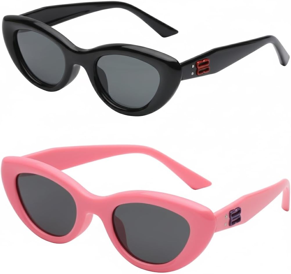 Kids Polarized Sunglasses 2 Pack UV400 Protection Flexible TPEE Frame Lightweight Gift Box & Cleaning Cloth