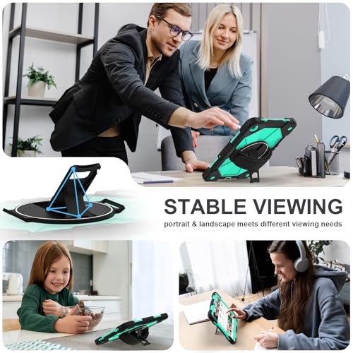 Image of Nitupai for Samsung Galaxy Tab A11+ Plus / A9+ Case 2025 /2023 11 Inch, Mint | Rugged Galaxy Tab A11+ Case Samsung A9 Plus Cover with 360 Rotating Stand, Hand Strap, Shoulder Strap, Screen Protector