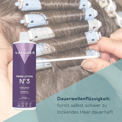 VALQUER Profi Dauerwelle Set No3 für Geschädigtes Haar | Dauerhafte Elastische Locken mit Glanz | Vplex Technologie | 215 ml