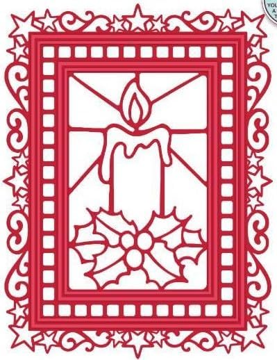 Sue Wilson Craft Dies-Festive Collection-Stained Glass Candle, Metal, 5.6 in x 8.9 in