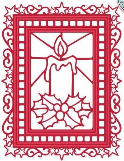 Sue Wilson Craft Dies-Festive Collection-Stained Glass Candle, Metal, 5.6 in x 8.9 in