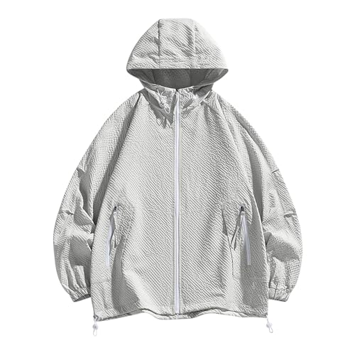 Breathable Sun Protection Jackets for Men Comfy UPF 50+ Lightweight Full Zip Summer Coats with Pockets Hoodies