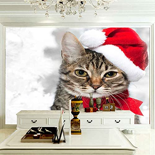 Mural toile papier peint chat 3D : la solution murale auto-adhésive sans colle cachée - 5