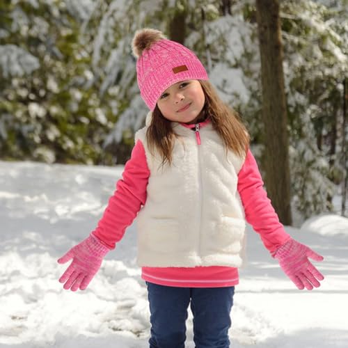 Image of Kids Hat Scarf Gloves Set, Kids Winter Beanie Hat Scarf Gloves Set with Knit Thick Warm Fleece Lined for 1-6 Years Old