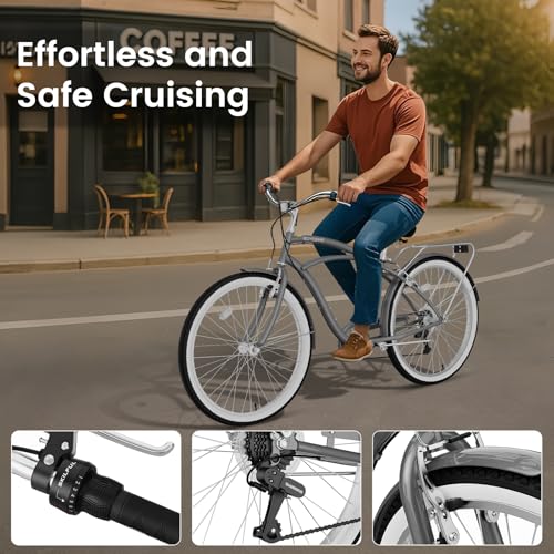 EOYOBIKE 7-Speed Cruiser Bicycle