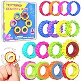 Fidget Toys Spinner Rings for Kids – Anxiety Relief Sensory Toys for Kids with Autism, ADHD Tool for Kids & Adults, Quiet Fidget Ring for Classroom Prizes & Stocking Stuffers (18 Pack Safe Rubber)