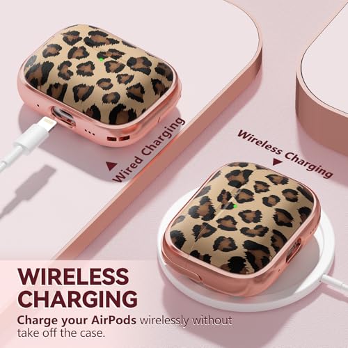 Image of Inesore for AirPods Pro 3 Case Cover 2025 with Lock-Black+ Brown Leopard | Two-Piece Design,with Gold Keychain & Clean Pen, As Phone Stand,Support Wireless Charging,Cute Luxury Case for Women Girly