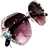 Rimless Vintage Crystal Sunglasses Sunglasses with Sparkling Diamonds for Women Rimless Sunglasses with Rhinestones