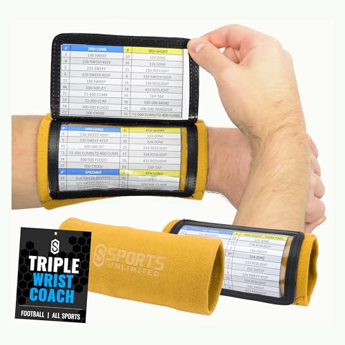 Sports Unlimited Youth Triple Wrist Coach, Football Wristbands for Plays, Baseball Wristbands, QB Arm Bands