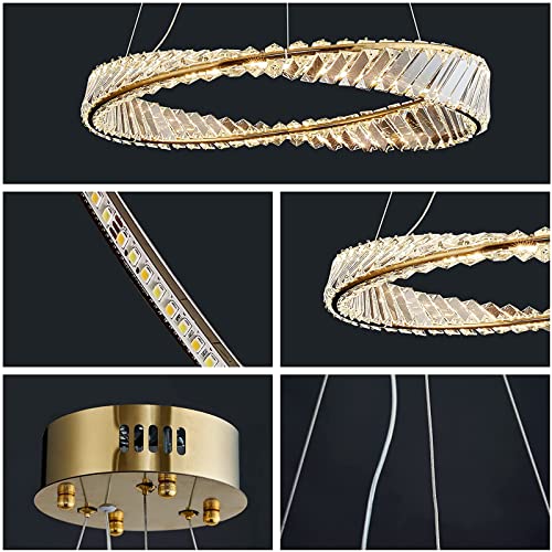 Lustre chambre à coucher bague dimmable cristal LED moderne - 5
