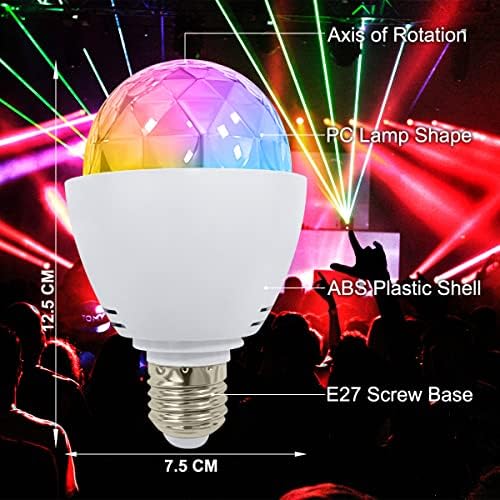 YATOSEEN Disco Light Bulb, E27 Disco Light Mini Crystal Ball Rotating LED RGB Bulb Stage Light Party Light with Remote Control for Bar Pub DJ Club Wedding