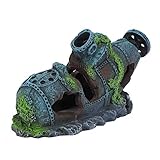 Cufaee 水族館難破船の装飾,樹脂材料難破船の装飾,水槽の装飾,淡水塩水タンク用の船のアクセサリー