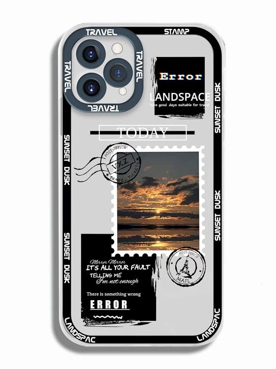 EZE mobile phone cover protective case travel sunset design for iPhone 14 series (iPhone 14 Pro Max, Black)