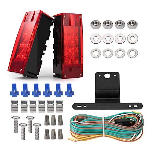 CZC AUTO 12V LED Low Profile Submersible Rectangular Trailer Light Kit Tail Stop Turn Running Lights for Boat Trailer Truck Marine