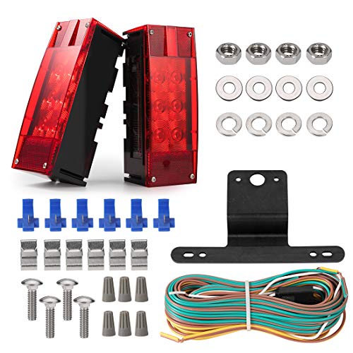 CZC AUTO 12V LED Low Profile Submersible Rectangular Trailer Light Kit Tail Stop Turn Running Lights for Boat Trailer Truck Marine by CZC AUTO - Used condition - US$22.05