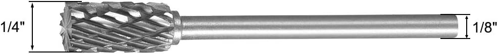 uxcell Tungsten Carbide Rotary Files 1/8" Shank, Double Cut Top Toothed Cylinder Shape Rotary Burrs Tool 6mm Dia, for Die Grinder Wood Soft Metal Polishing Model Engineering, 2pcs