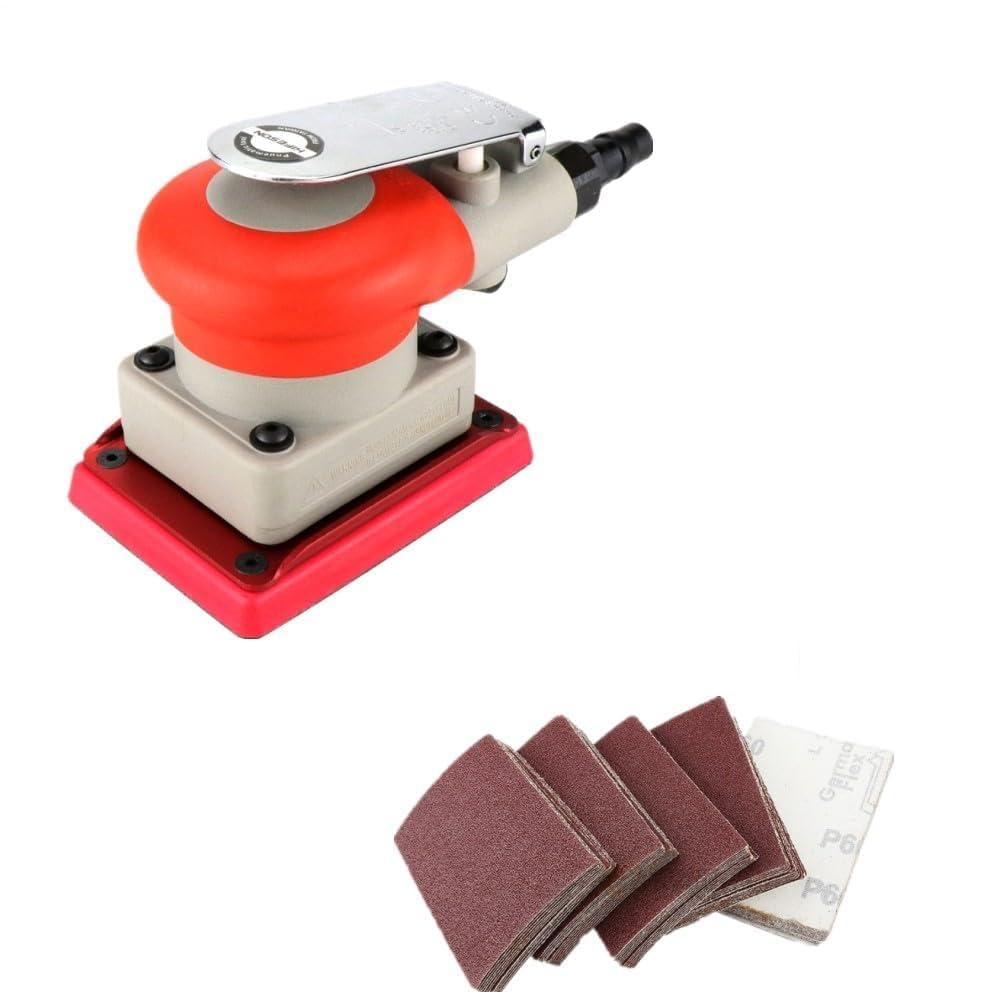 LNHHG Grindering Machine Car Air Sander Polisher With 20Pcs Sandpaper Pneumatic Cars Polishing Grinder Tool Square 70 * 100mm(Air Sander n 20Pcs)