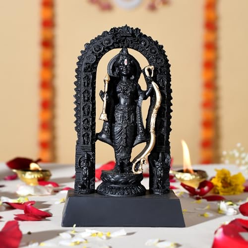 Image of Craftam Polyresin Ram Lalla Idol,Shree Ram Lala Ayodhya Murti Statue for Home Temple Mandir Pooja, Black Decorative Gift for Diwali & Religious Decor(Black,7 Inch)