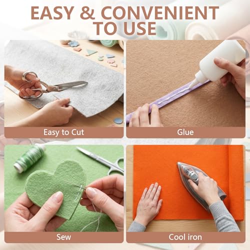 Image of Felt Fabric 36'' X 36'' Large Felt Sheets Stiff Craft Felt by The Yard for DIY Crafts Letter Coaster Flower Ornament Sewing Party Decoration Christmas Supplies Nonwoven (Coffee)