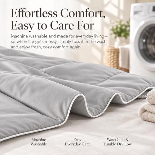 Percale Comforter, Breathable Blanket for Bed, Twin 60" x 80", Silver Gray - image 5