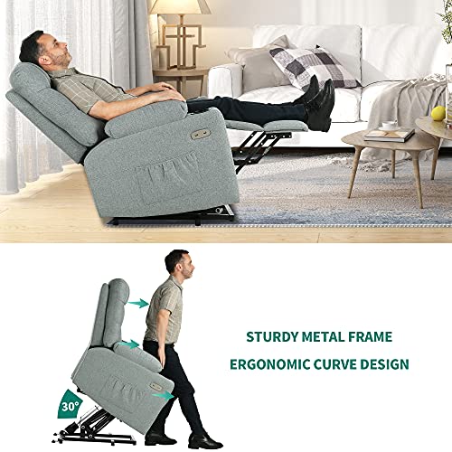 Yitahome Electric Power Lift Recliner Chair For Elderly, Fabric Recliner Chair With Massage And Heat, Spacious Seat, Usb Ports, Cup Holders, Side Pockets, Remote Control (Grey) #TOP5