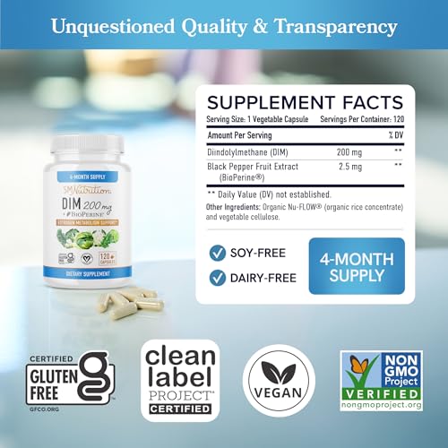 Smnutrition DIM202 Dim Supplement 200 Mg (120 Ct) | Estrogen Balance For Women & Men | Hormone Balance, Hormonal Acne Supplements, Menopause Support, Antioxidant Support thumb #5