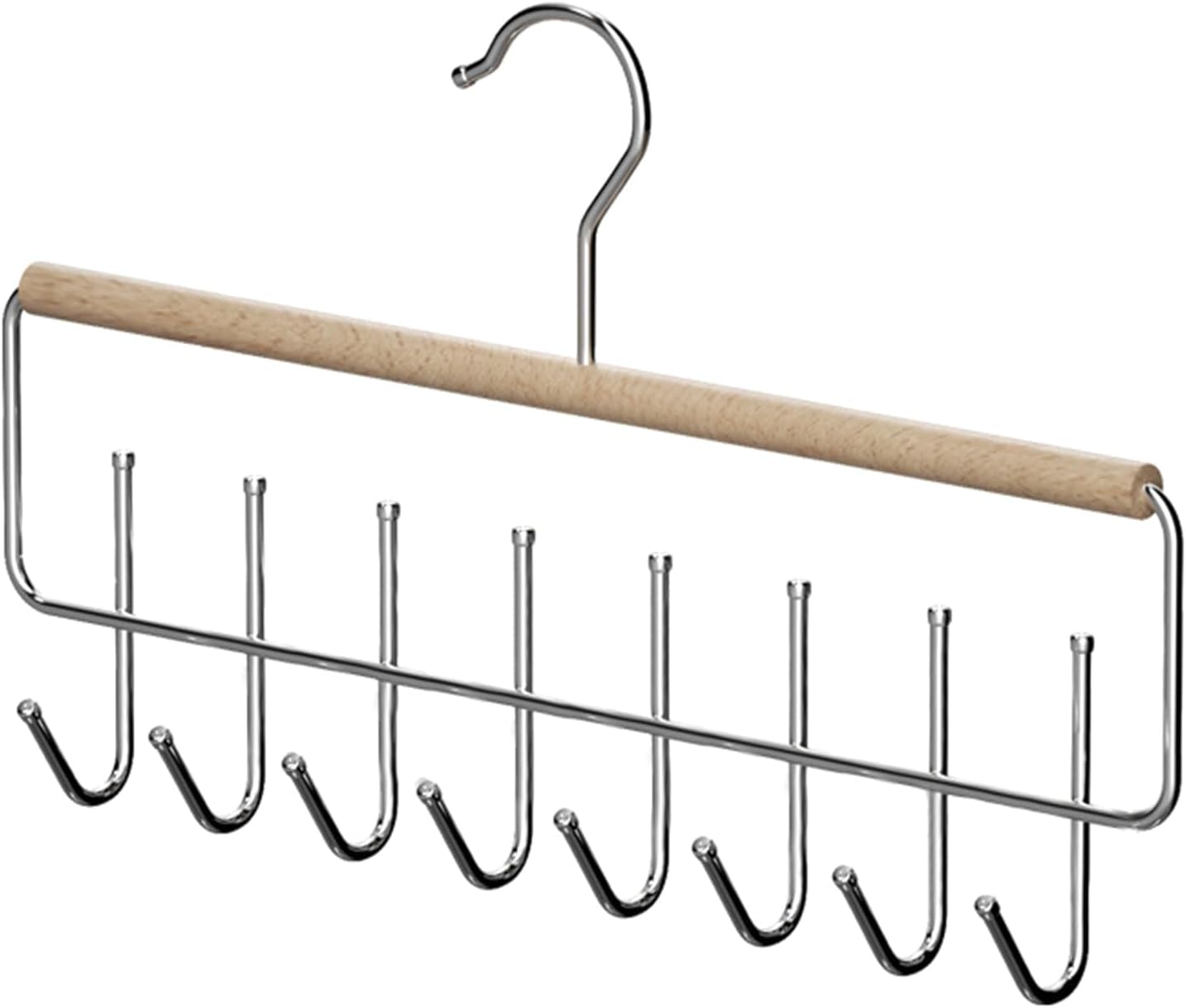 Wall Mounted Wood Clothes Hanger with Multi Hooks, Minimalist Garment Bag Hat Accessory Storage Organizer for Home