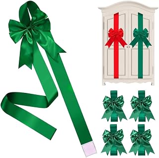 Elegant Red Christmas Cabinet Bows – Simple, Reusable, and Perfect for Every Celebration, Charming Xmas Decor Ribbon Bows for Cabinets, Doors, Festive Holiday Party Supplies(4*Green)