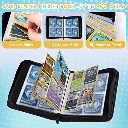 Baseball Card Binder,400 Pocket Sports Card Book 50 Pages Double-Sided Cards Holder Album With Zipper,Fits For Collecting Baseball, Football, Hockey, Soccer, Basketball Or Gaming Trading Cards #TOP5