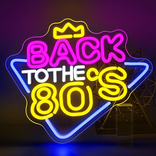 Image of Back To The 80s Neon Sign 80's Neon Light Retro Wall Decor for Party