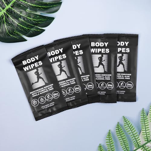 Image of 50 Body Wipes Individually Wrapped Face and Body Wipes for Women and Men | Bath Wipes for Adults No Rinse Personal Cleansing Wipes Travel,Bulk Deodorant for Homeless Shower Wipes (Black)