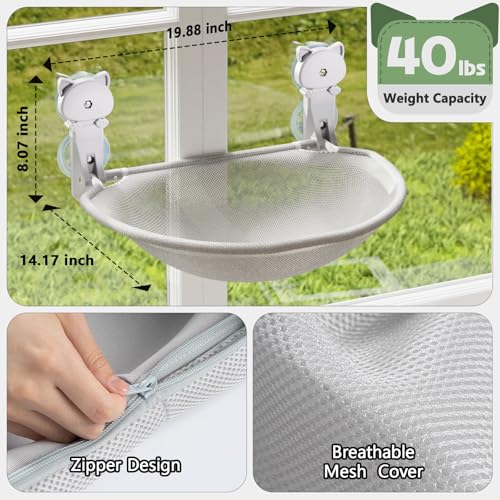 JUNSPOW poleiro de janela para gatos camas para gatos sem fio, dobráveis ​​e estáveis ​​- rede de ja