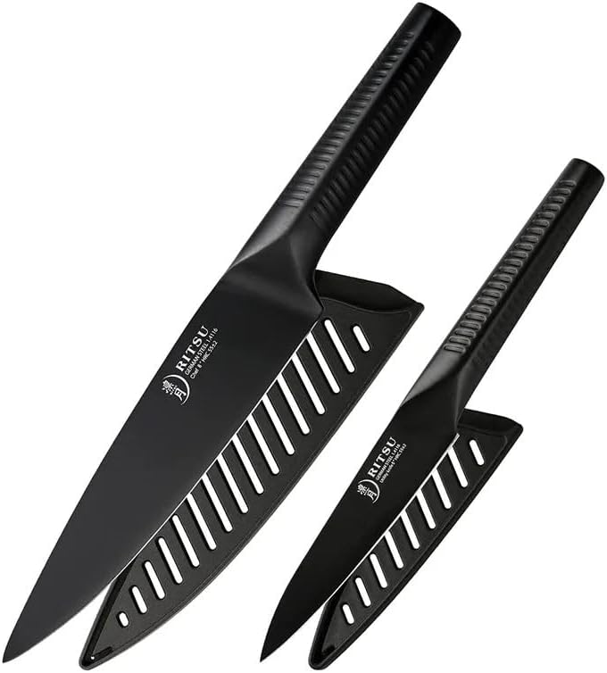 RITSU Juego de cuchillos de chef de 2 piezas, cuchillo de chef de 8 pulgadas y cuchillo utilitario de 5 pulgadas, juego de cuchillos de cocina