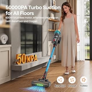 ElecKeys Cordless Vacuum Cleaner, 600W 50000Pa Powerful Vacuum Cleaner, Lightweight Cordless Vacuums with 70Mins Runtime, Anti-Tangle Stick Vacuum Cleaner for Hardwood Floor, Carpet, Pet Hair