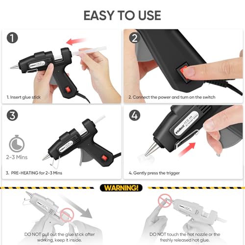 Image of ROMECH 20W Mini Hot Glue Gun with 30 Glue Sticks Set, Fast Preheating Hot Glue Gun Kit Heavy Duty Gluegun for Craft, DIY, Repairs (Black)