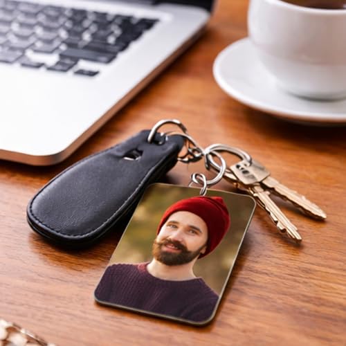 Image of Photo Keychain For Men, Girls, Friends, Car, Bike Customised /Personalized Keyring With Picture Gifts For Birthday, Anniversary 6.3x3.7 CM Wooden MDF