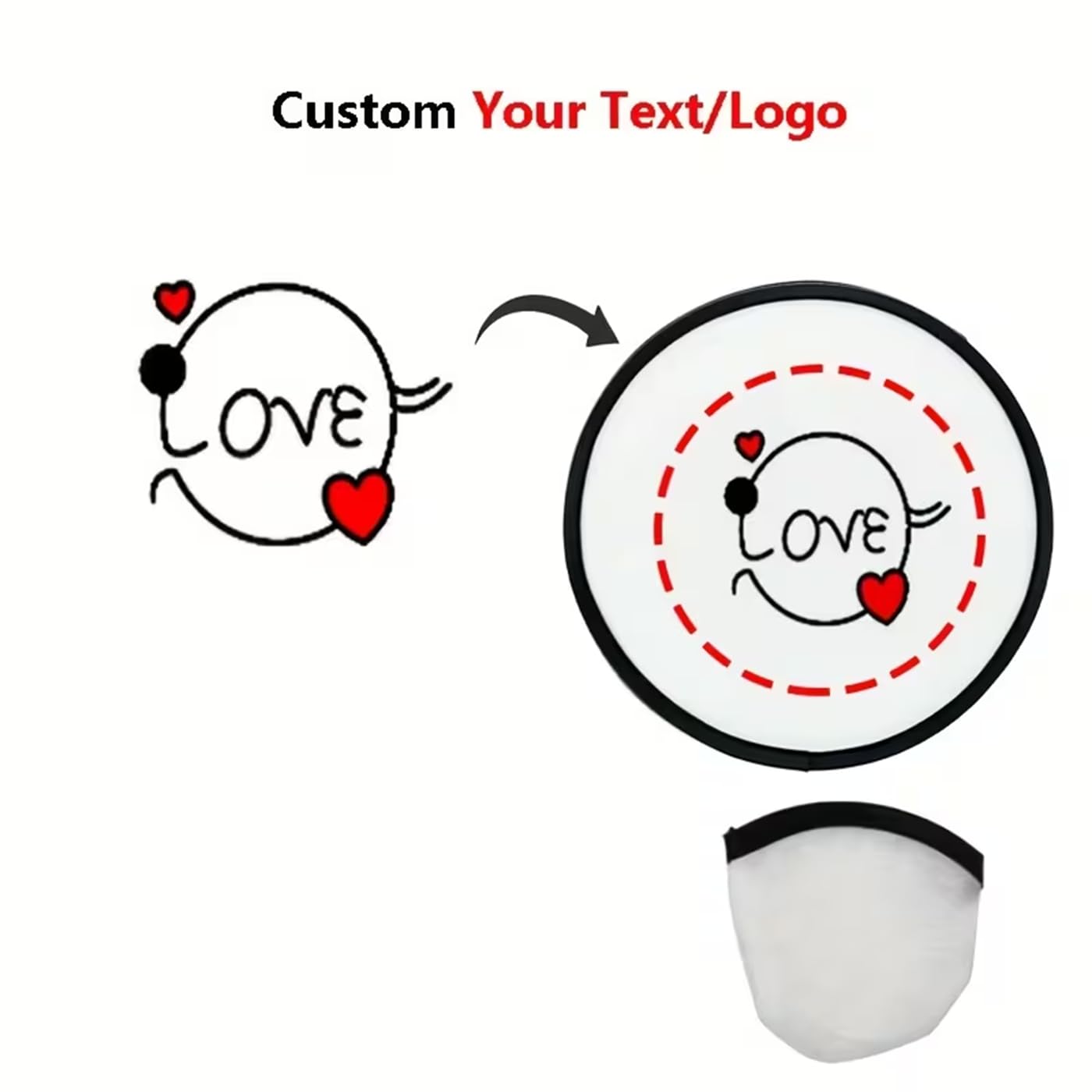Disco volante pieghevole personalizzato | Frisbee personalizzato con logo o foto | Disco portatile tascabile | Bomboniera | Dischi per feste sfusi (100 pezzi)