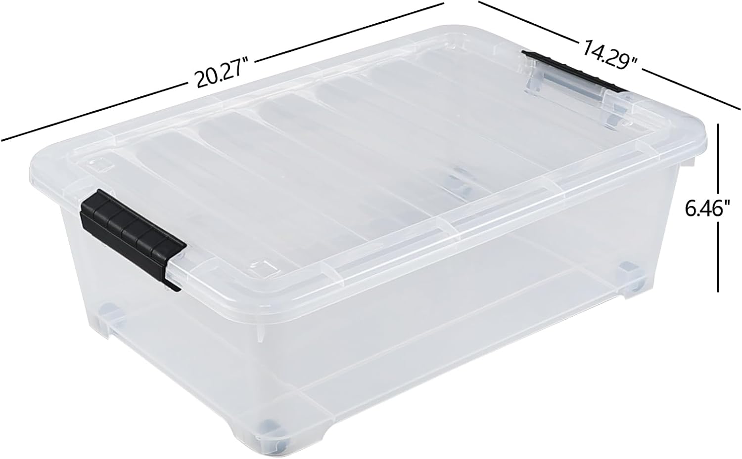 4 Packs 20 Liters Shallow Storage Boxes with Wheels, Plastic Underbed Bins Containers