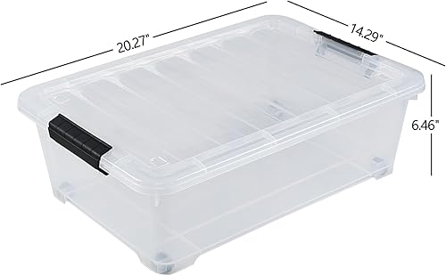 Miniatura 4 de 4 paquetes de cajas de almacenamiento poco profundas de 20 litros con ruedas, contenedores de plástico debajo de la cama