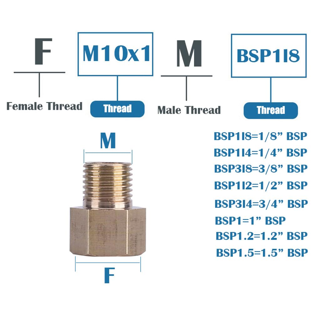 Adattatore per raccordo tubo in ottone con filettatura femmina-maschio da 1/4" a 3/4" BSP M14 M16 M20 M22 M24 M27 1/4" 1/2" 3/4" BSP