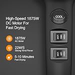 Hair Dryer - JINRI 1875 Watt Diffuser Blow Dryer for Salon & Personal Use – Powerful, With Diffuser & Comb & Nozzle for Women & Men, Smooth and Fast Drying Hair, ALCI Safety Plug, Black