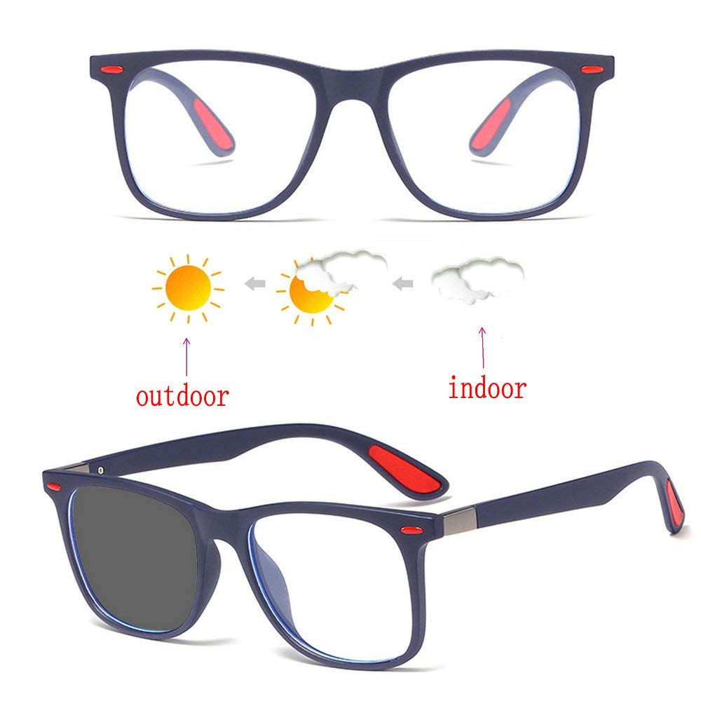 mincl 2020 New Transition Sunglasses Photochromic Reading Glasses for Men Square Presbyopia Eyewear +1.0 To +4.0 (blue, 1.5 x)