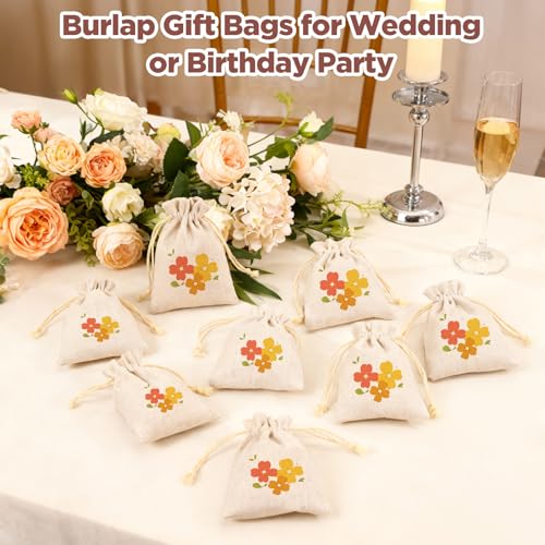 100 Pcs Rustic Burlap Bags Bulk 5 x 7 In Burlap Gift Bags with Drawstring by PercyEffie - Used condition - Image 6