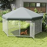 UISEBRT Hundezwinger Hundehütte Outdoor Hundehaus 280x250x165 cm UV- & Wasserdicht Hundekäfig mit Dach aus 420D Oxford-Gewebe Welpenlaufstall Verschließbares Riegelsystem und Sicheres Design