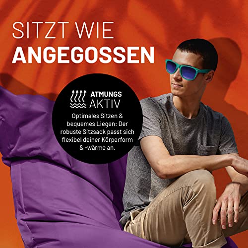 Lumaland Luxury Riesensitzsack XXL Sitzsack 380l Füllung 140 x 180 cm Indoor Outdoor verschiedene Farben Lila - 7