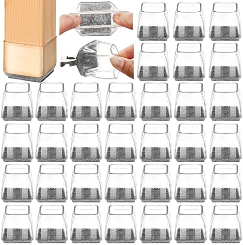 32-Pack Square Chair Leg Floor Protectors With Felt - No Scratch, No Noise For Hardwood Floors