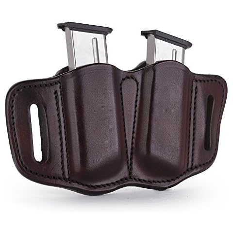 1791 GUNLEATHER 2.1 Mag Holster - Double Mag Pouch for Single Stack Mags, OWB Magazine Pouch for Belts - Signature Brown Cover