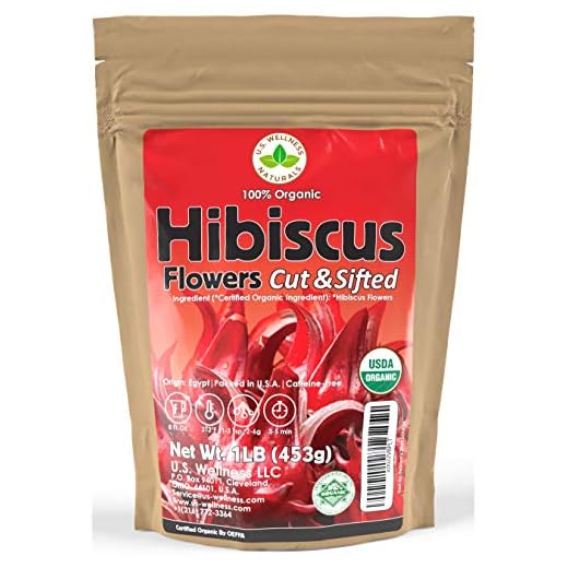 Hibiscus Tea 1LB (16Oz) 100% CERTIFIED Organic Hibiscus Flowers Herbal Tea (CUT&SIFTED), Caffeine Free Tea (200+ cups) 1 lb. Bulk Resealable Kraft BPA-Free Bag
