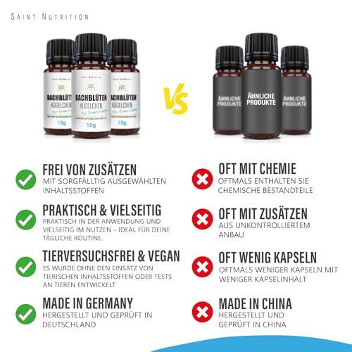 Saint Nutriton® Bachblüten Kügelchen für Erwachsene - Entspannung, Stressabbau, besser schlafen und mehr innere Ruhe – Natürliche Unterstützung für emotionales Gleichgewicht – 10g